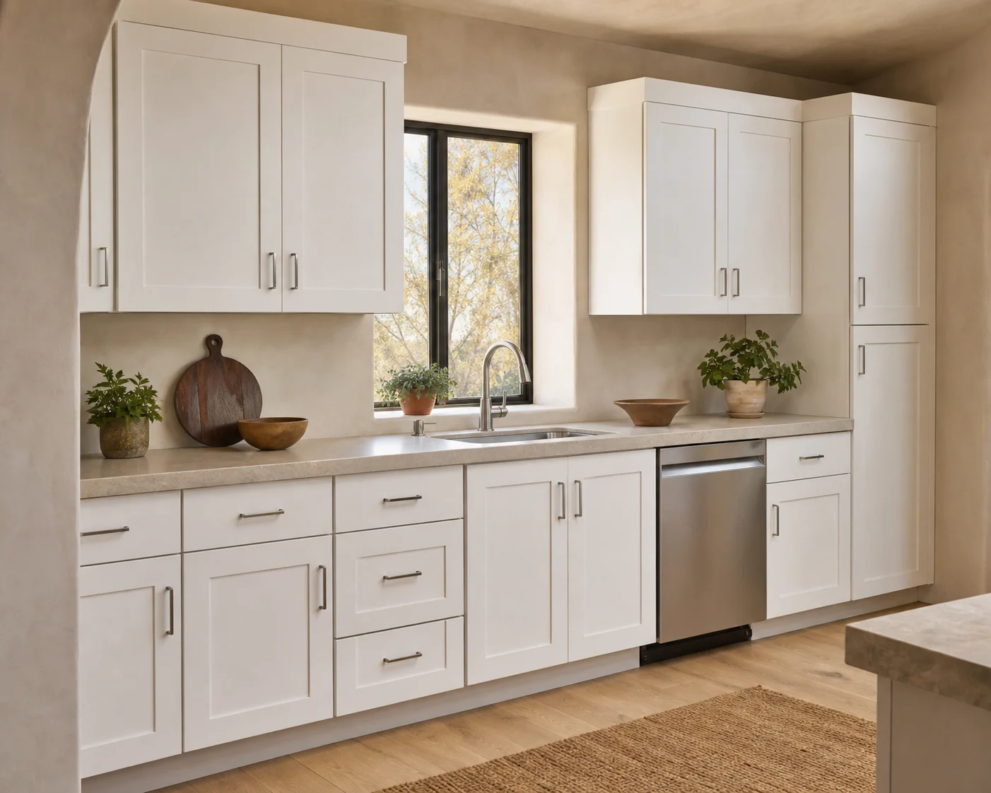 White Shaker cabinets