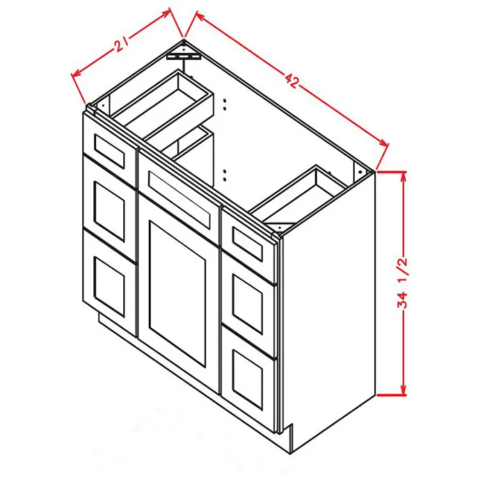 Red Cherry Vanity Double Drawer Base