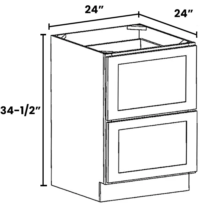 Heather Gray Shaker 2 Drawer Bases