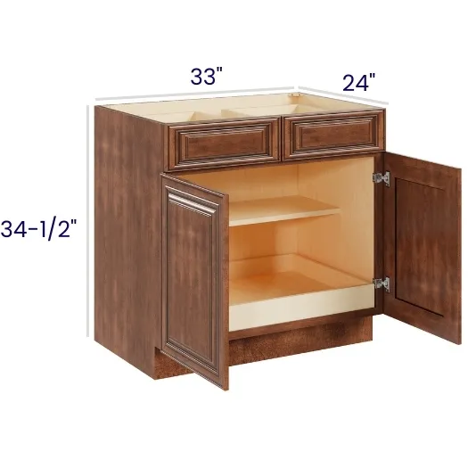Red Cherry Double Door Double Drawer Bases With One Rollout