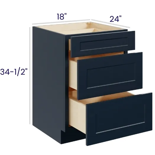 Navy Blue Shaker 3 Drawer Bases