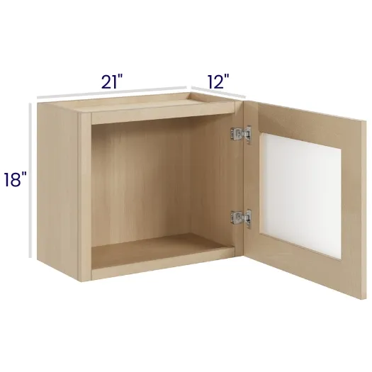 Natural Birch Single Door Stacker Cabinets · 18" Tall · Finished Interior · DOES NOT INCLUDE GLASS
