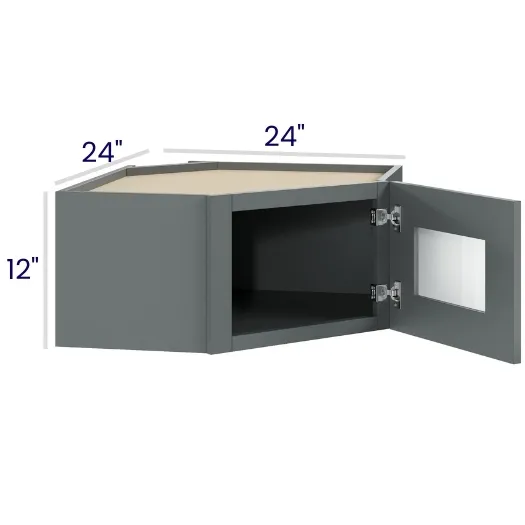 Heather Gray Shaker Diagonal Stacker Cabinets · Finished Interior · DOES NOT INCLUDE GLASS