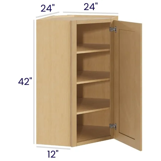 Oak Shaker Diagonal Corner Wall Cabinets