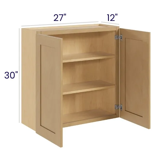 Oak Shaker 30" High Wall Cabinets · Double Door