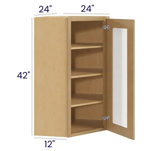Oak Shaker Diagonal Cabinets with Glass Doors