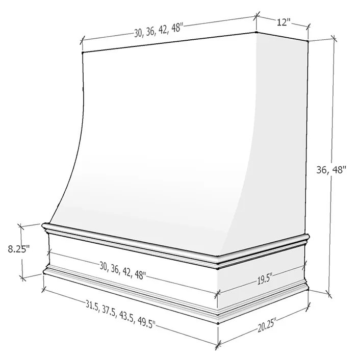 Natural Birch Sloped Hoods · Classic Molding Smooth