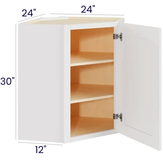 White Shaker Diagonal Corner Wall Cabinets