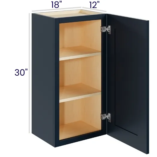 Navy Blue Shaker 30" High Wall Cabinets · Single Door