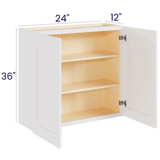 White Shaker 36" High Wall Cabinets · Double Door