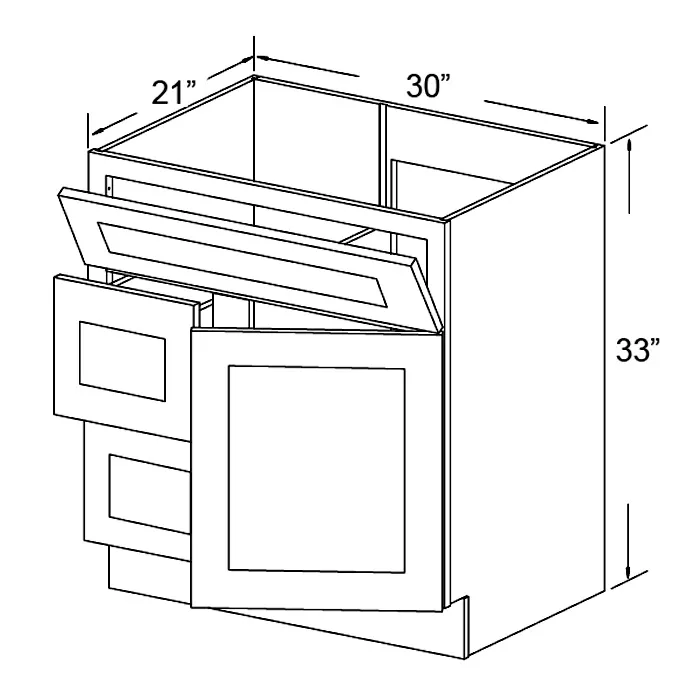 White Shaker Vanity Combo Bases · Doors Right