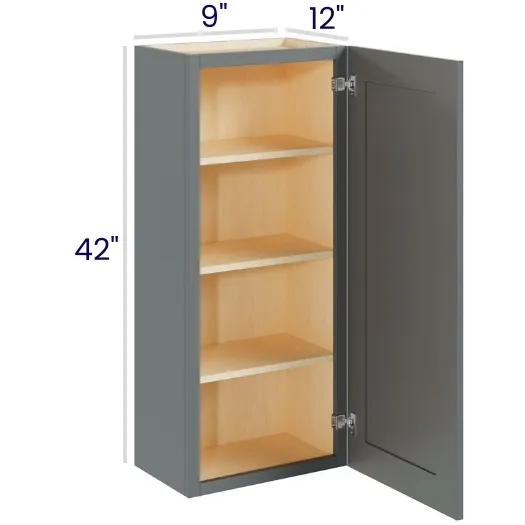Heather Gray Shaker 42" High Wall Cabinets · Single Door