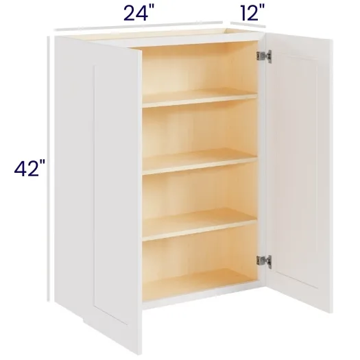 White Shaker 42" High Wall Cabinets · Double Door