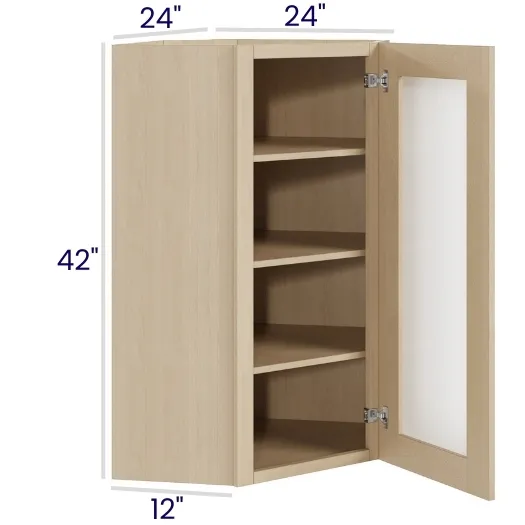 Natural Birch Glass Door Wall Cabinets · Diagonal · Finished Interior · DOES NOT INCLUDE GLASS