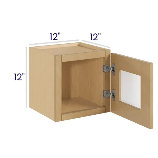 Oak Shaker 12" Tall Single Door Stacker Cabinets with Glass