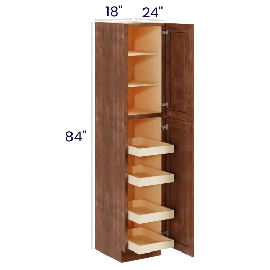 Red Cherry ;">Pantry Cabinet with Four Rollout Shelves