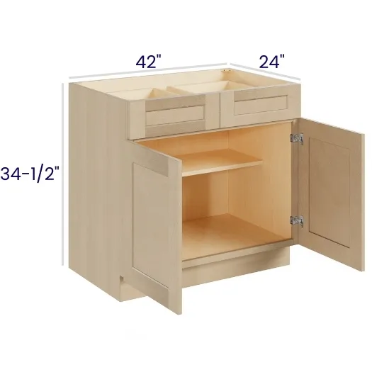Natural Birch Double Door Double Drawer Bases