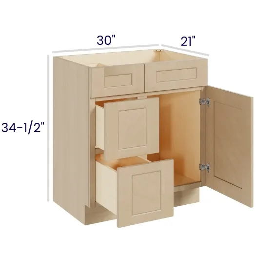 Natural Birch Vanity Combo Bases · Drawers Left