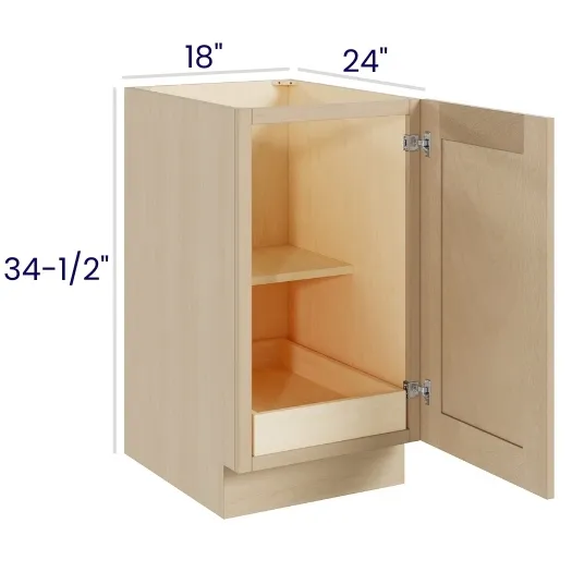 Natural Birch Full Height Single Door Bases With One Rollout