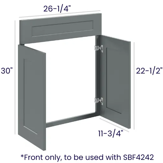 Heather Gray Shaker Sink Front · Diagonal Sink Front
