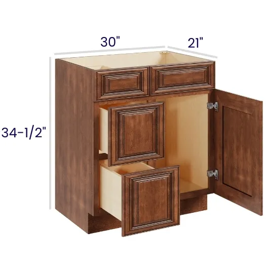 Red Cherry Vanity Combo Bases · Drawers Left