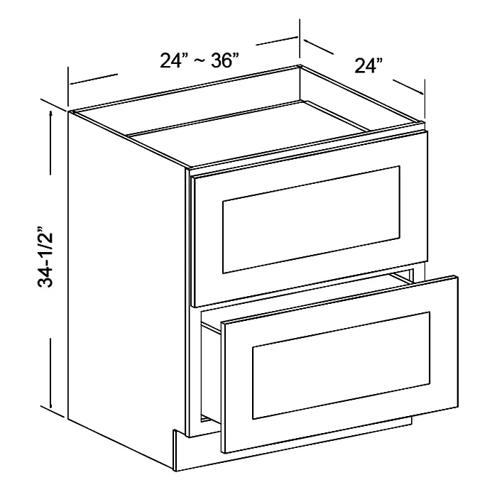 White Shaker Two Drawer Base