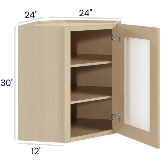 Natural Birch Glass Door Wall Cabinets · Diagonal · Finished Interior · DOES NOT INCLUDE GLASS
