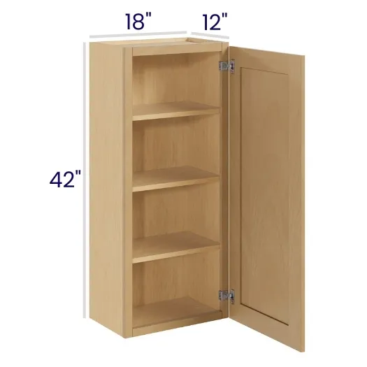 Oak Shaker 42" High Wall Cabinets · Single Door