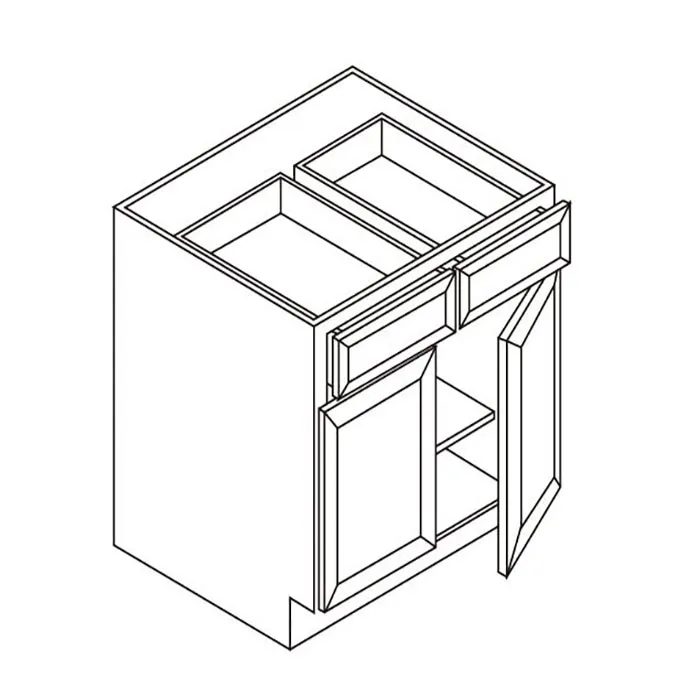White Shaker Double Door Double Drawer Bases