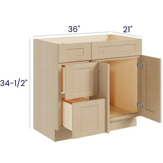 Natural Birch Vanity Combo Bases · Drawers Left