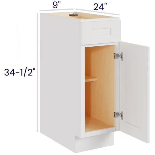 White Shaker Single Door Single Drawer Bases