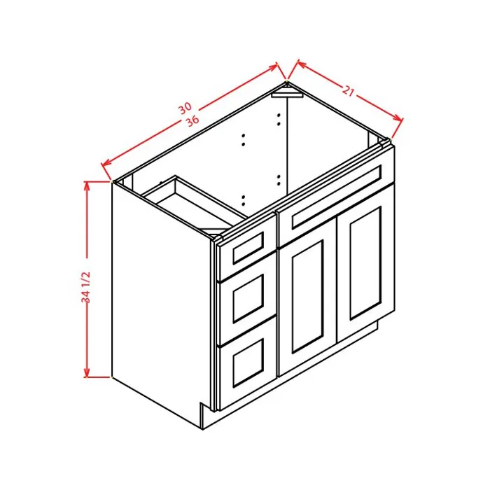 Red Cherry Vanity Combo Bases · Drawers Left