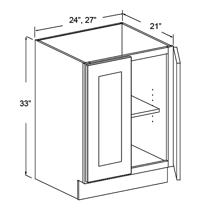 White Shaker Full Height Door Vanity Base Cabinet