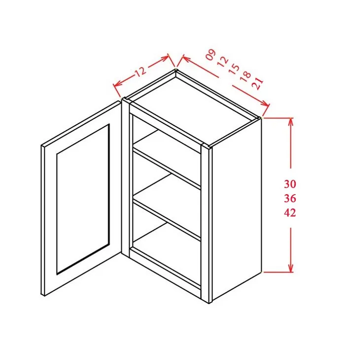 Heather Gray Shaker 42" High Wall Cabinets · Single Door