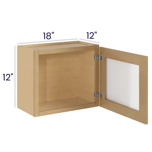 Oak Shaker 12" Tall Single Door Stacker Cabinets with Glass
