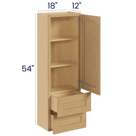 Oak Shaker Wall Cabinets with Drawers