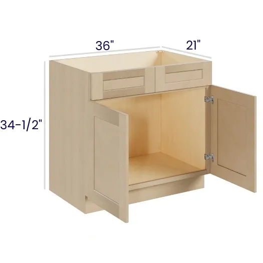 Natural Birch Vanity Sink Base · Double Door Double Drawer Front