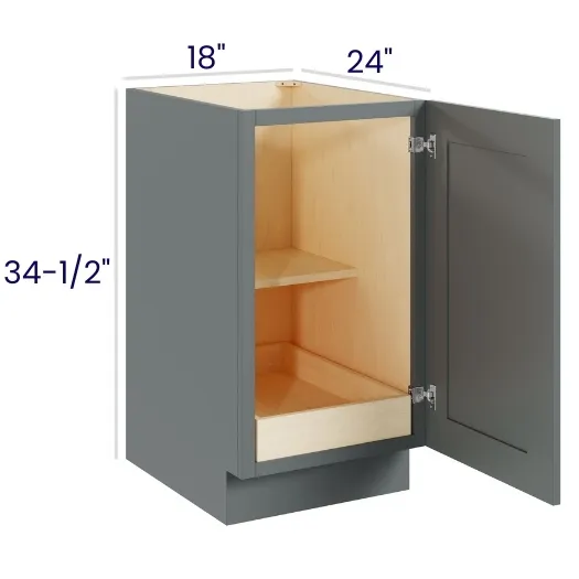 Heather Gray Shaker Full Height Single Door Bases With One Rollout