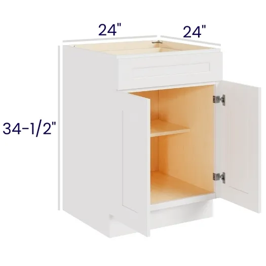 White Shaker Double Door Single Drawer Bases