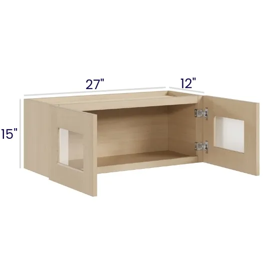 Natural Birch Double Door Stacker Cabinets · 15" Tall · Finished Interior · DOES NOT INCLUDE GLASS