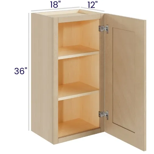 Natural Birch 36" High Wall Cabinets · Single Door