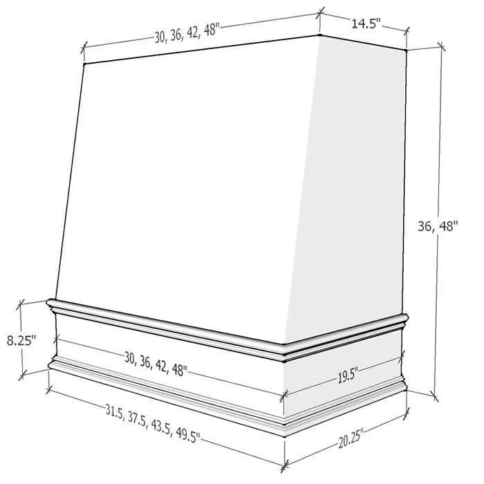 Natural Birch Angled Hoods · Classic Molding Smooth