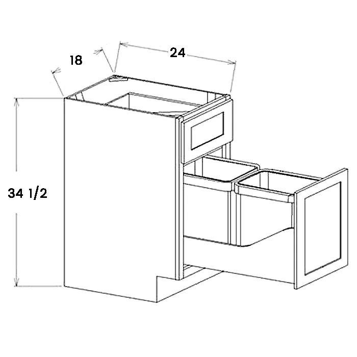 Heather Gray Shaker double bin waste container pull-out