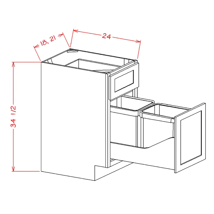 Red Cherry double bin waste container pull-out