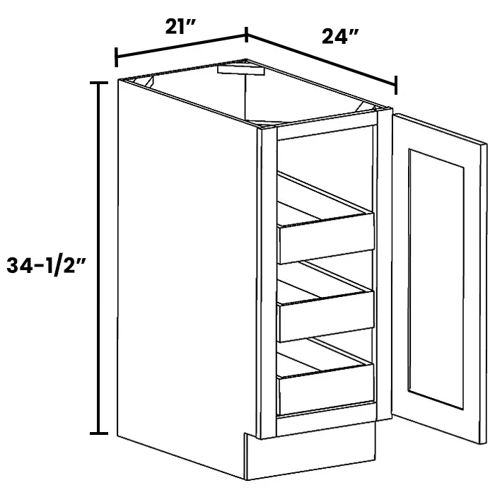 Red Cherry Full Height Single Door Bases With Three Rollouts