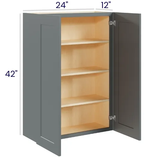 Heather Gray Shaker 42" High Wall Cabinets · Double Door