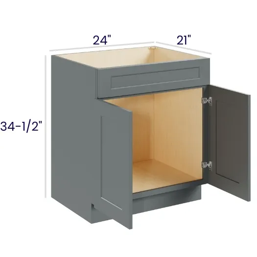 Heather Gray Shaker Vanity Sink Base · Double Door Single Drawer Front