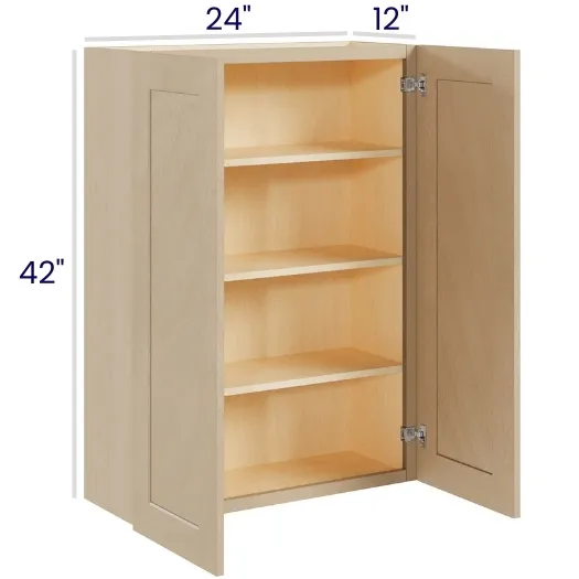 Natural Birch 42" High Wall Cabinets · Double Door