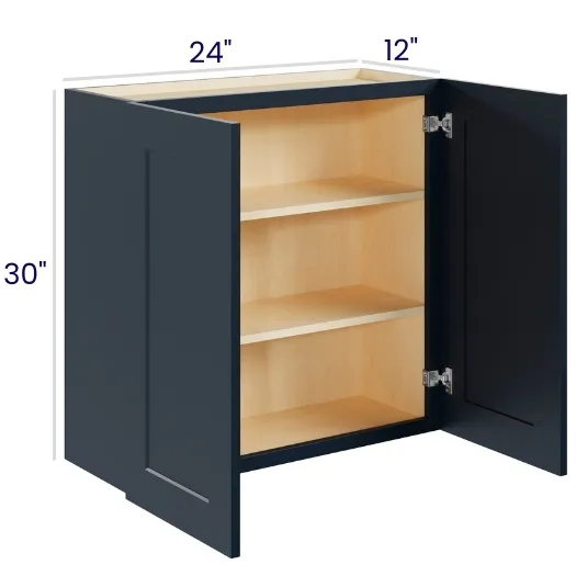 Navy Blue Shaker 30" High Wall Cabinets · Double Door