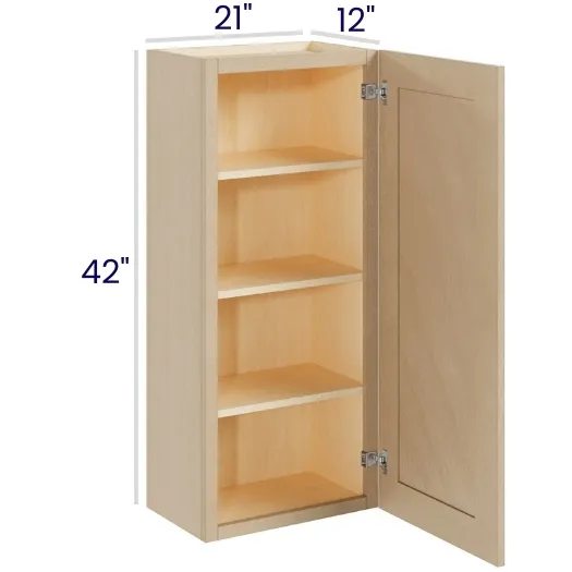 Natural Birch 42" High Wall Cabinets · Single Door